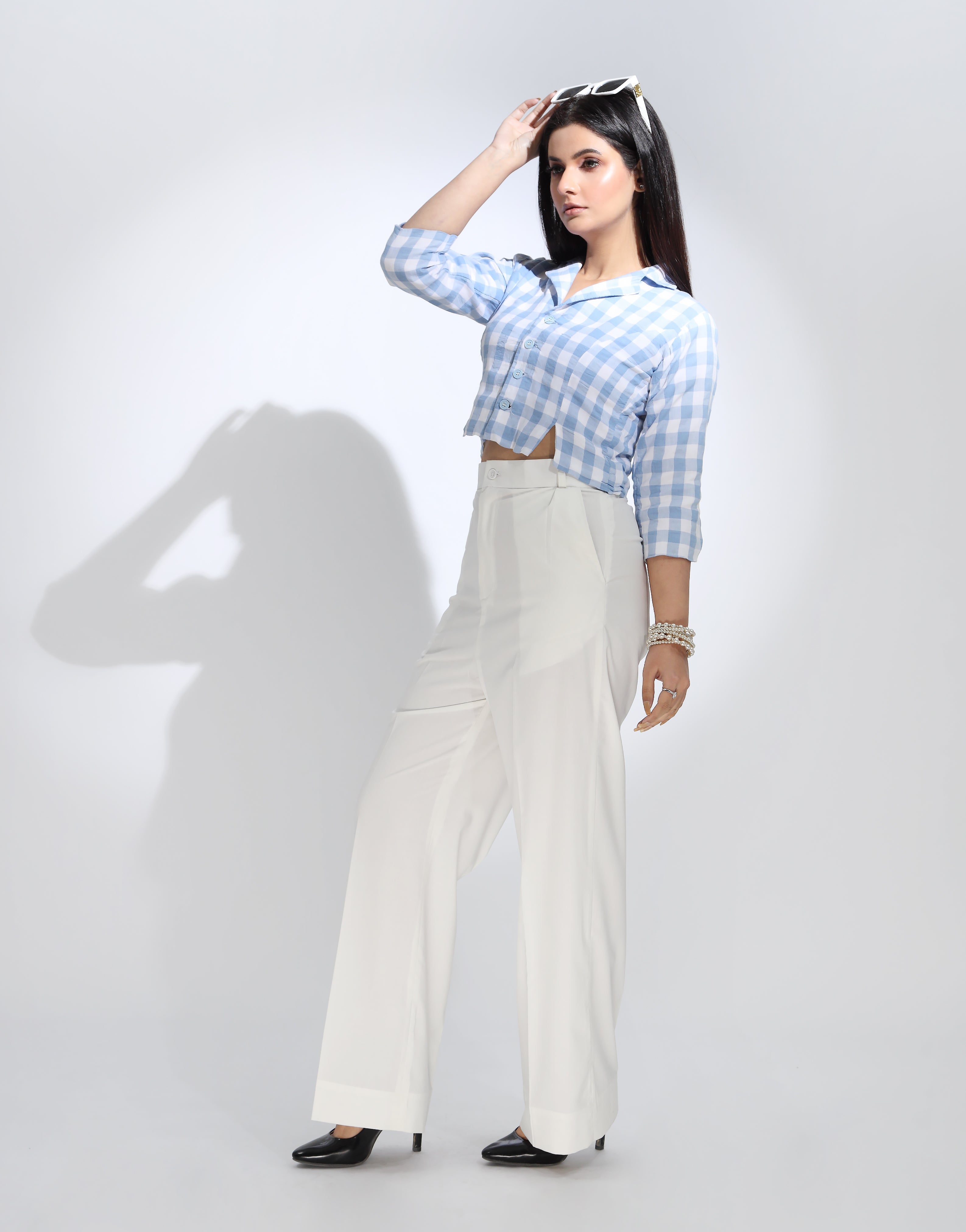 Single Pleated Wide Leg Formal Pants Milky White