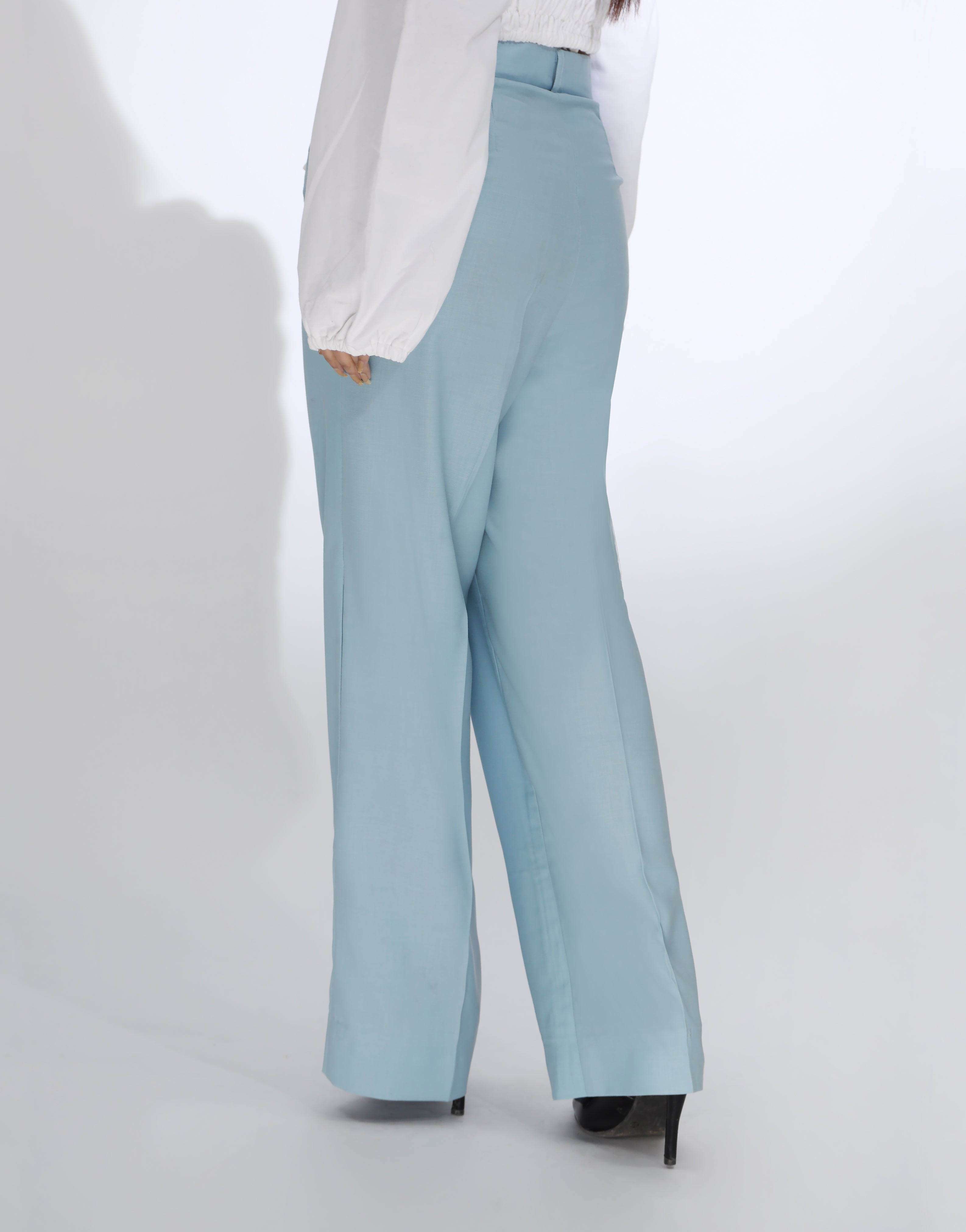 Side Pleated Wide Leg Pant Sky