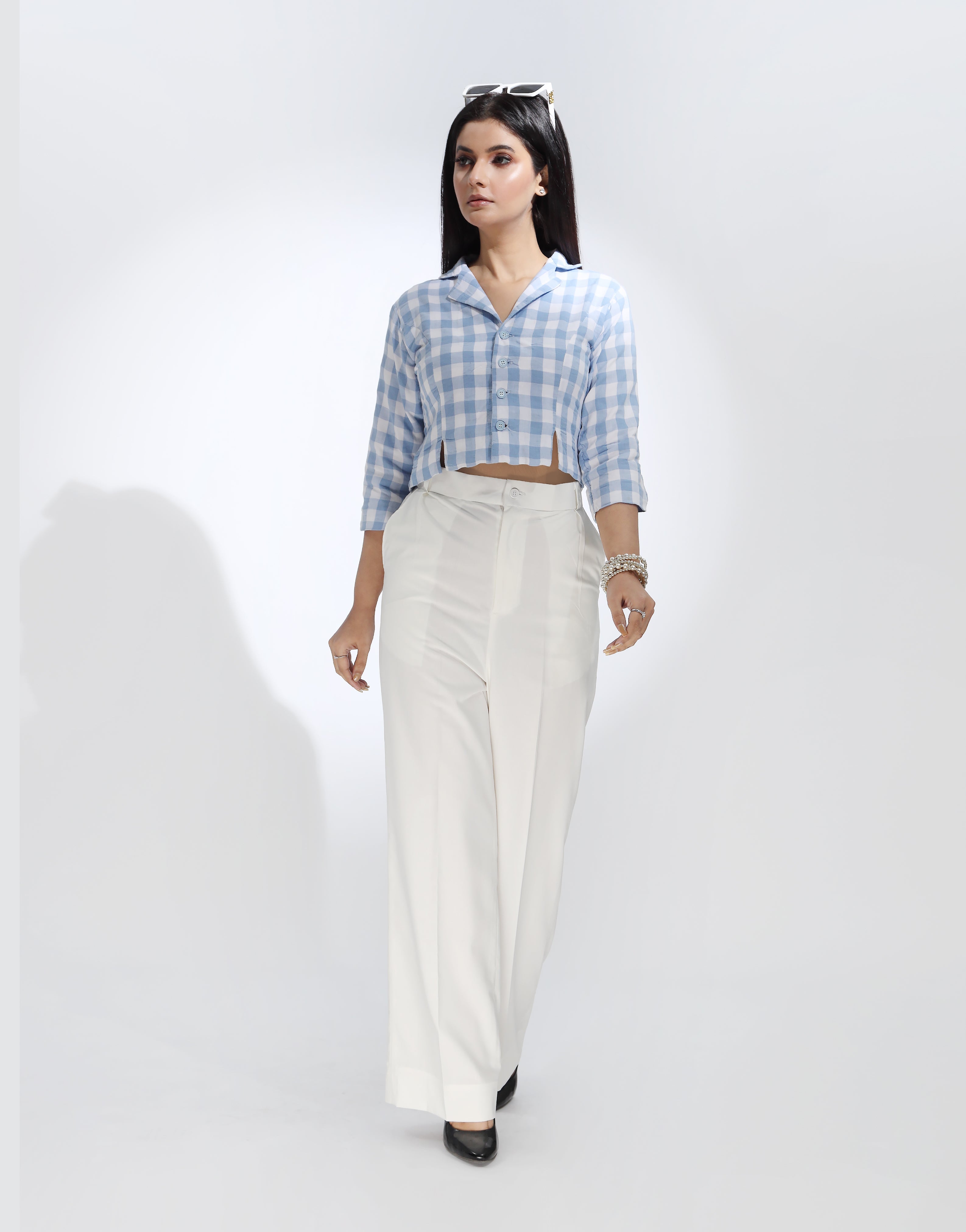 Single Pleated Wide Leg Formal Pants Milky White