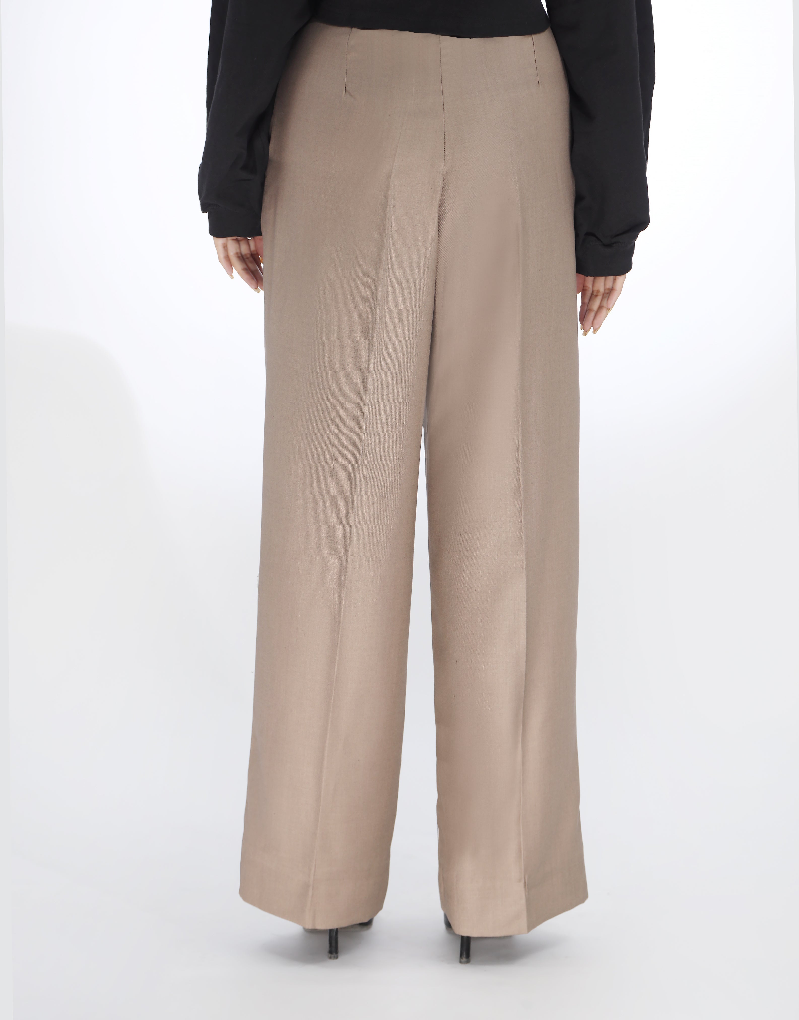 Single Pleated Wide Leg Formal Pant Skin