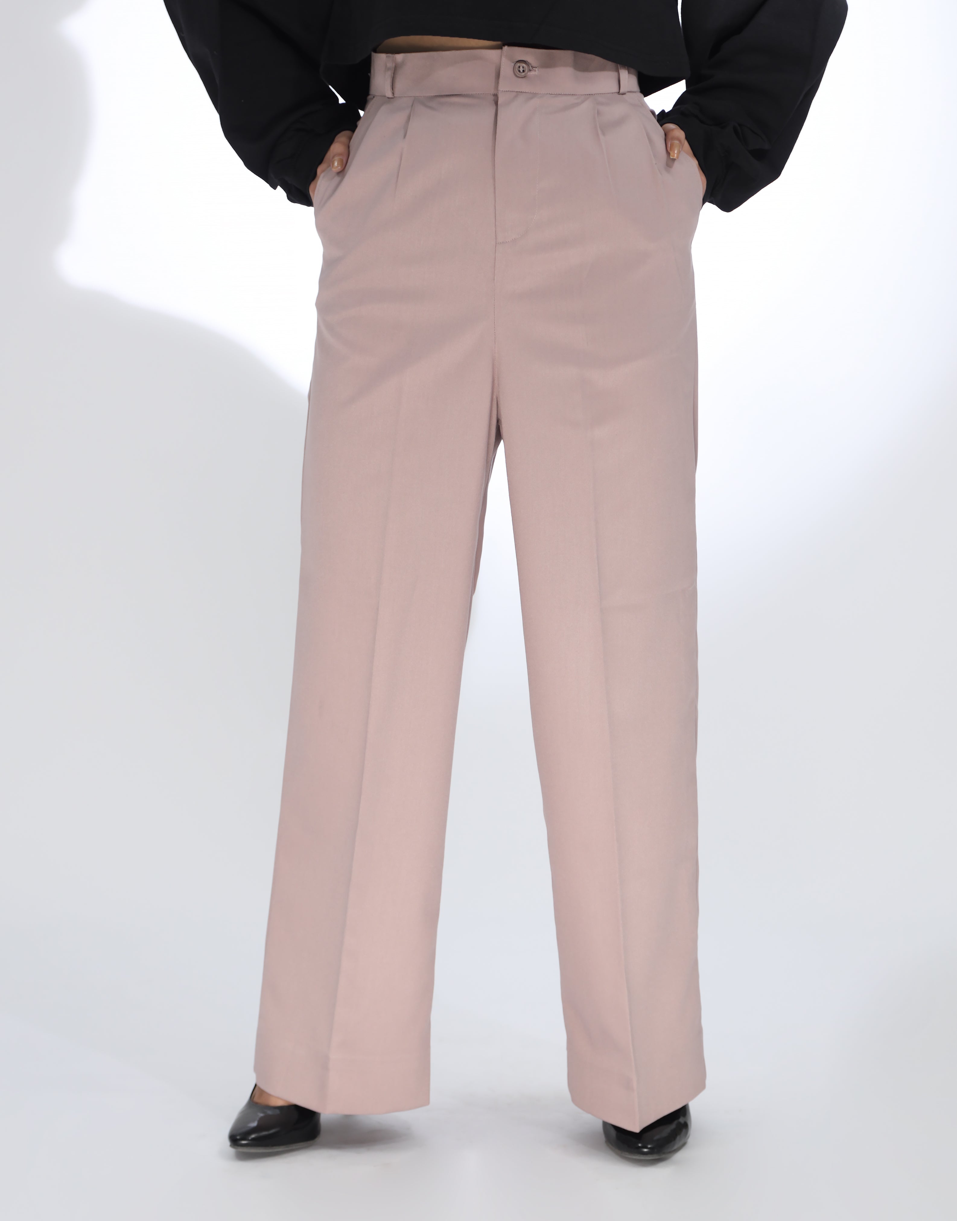 Double Pleated Wide Leg Pant Baby Pink