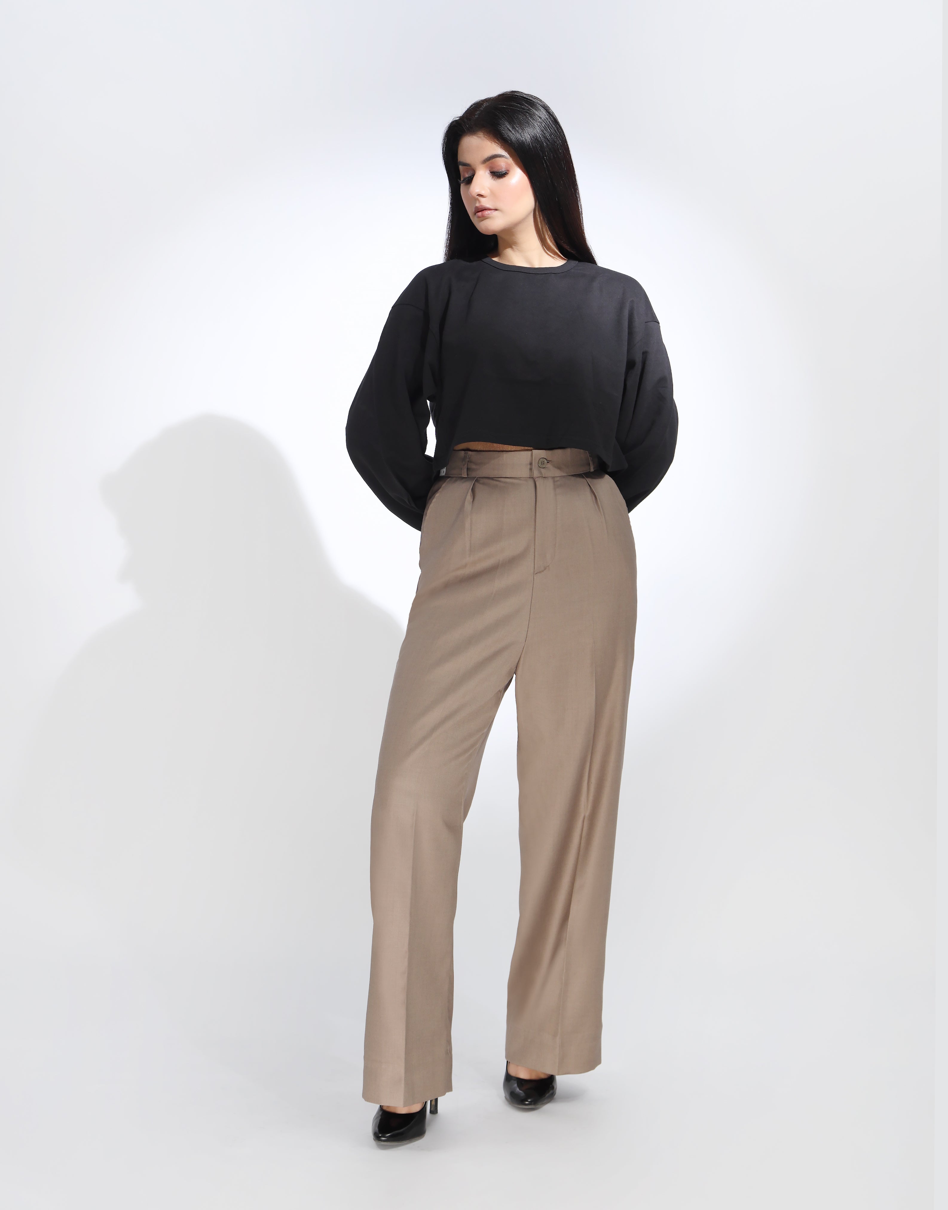 Single Pleated Wide Leg Formal Pant Skin