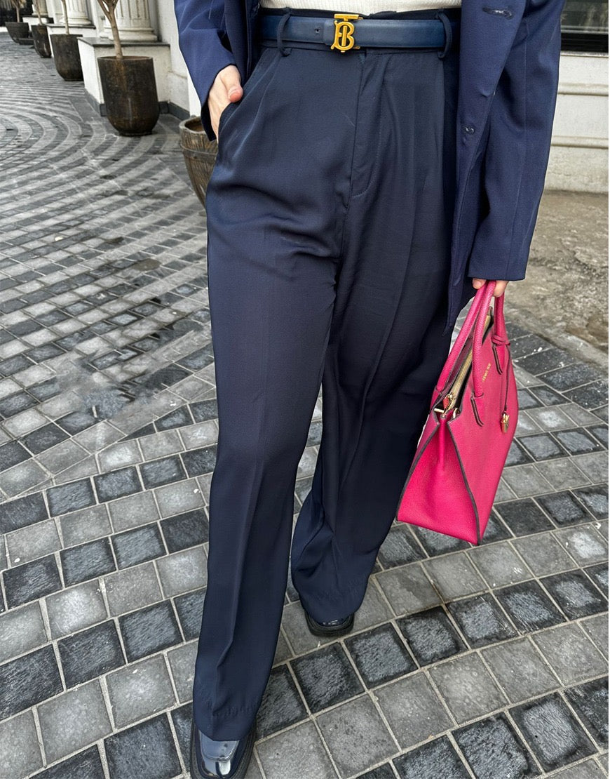 Wide Georgette Pants Navy