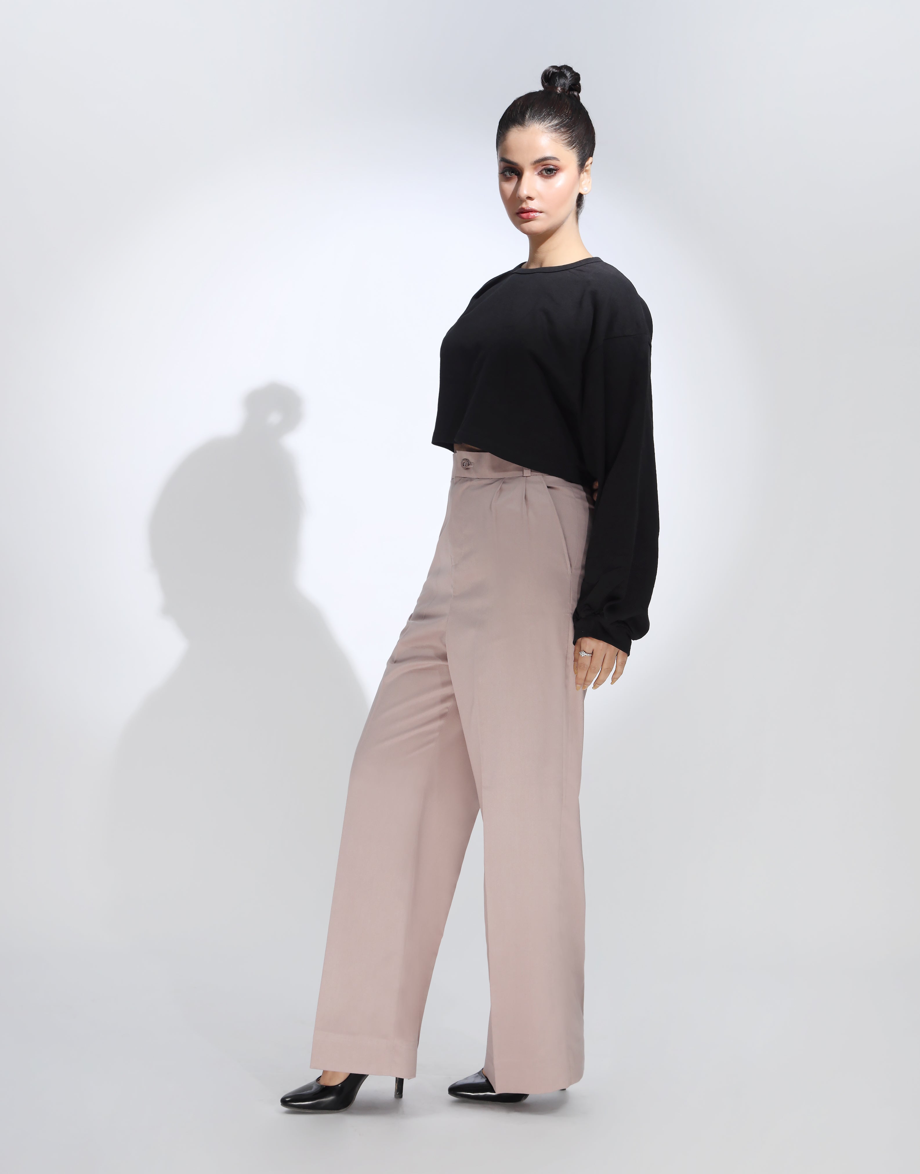 Double Pleated Wide Leg Pant Baby Pink