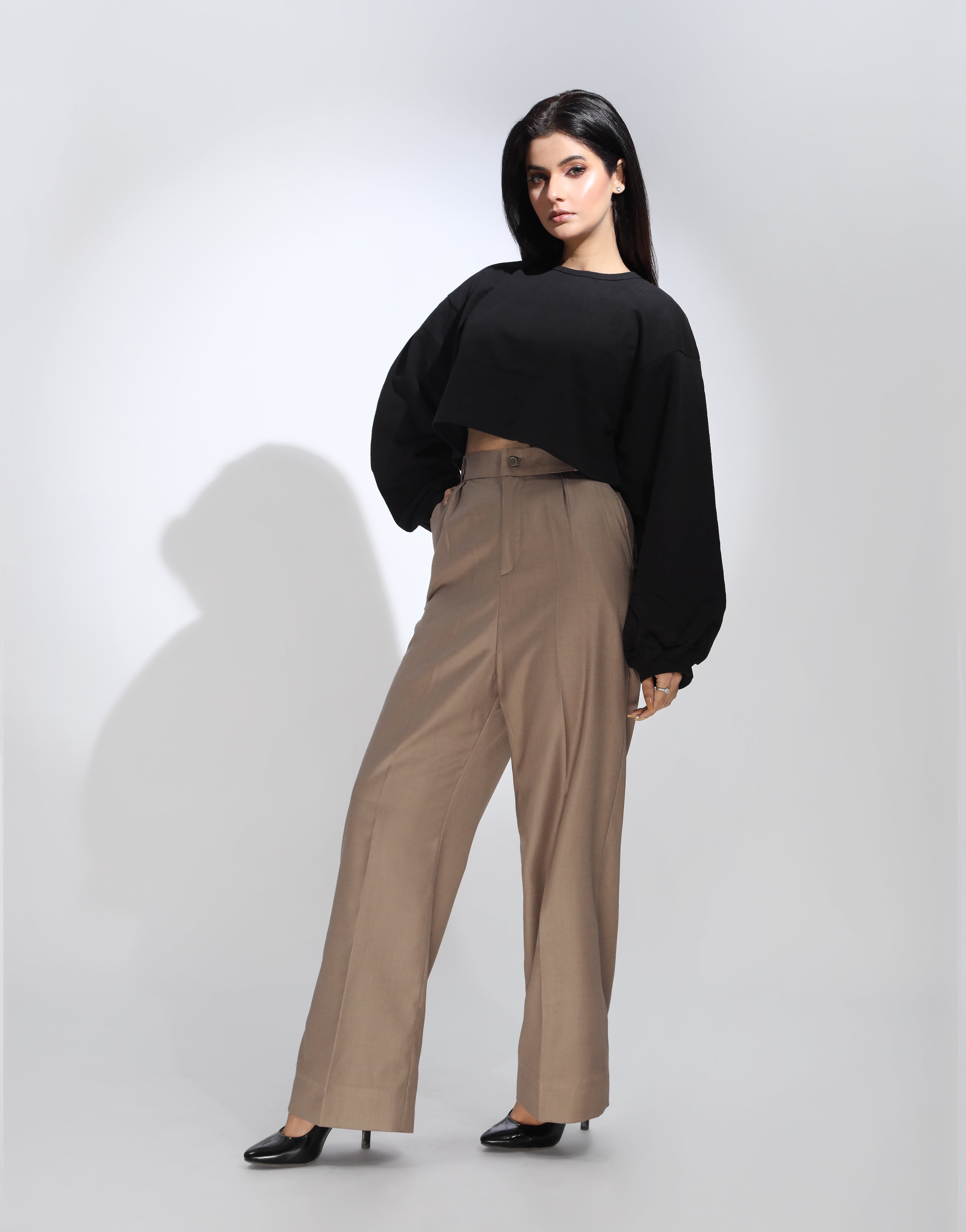 Single Pleated Wide Leg Formal Pant Skin