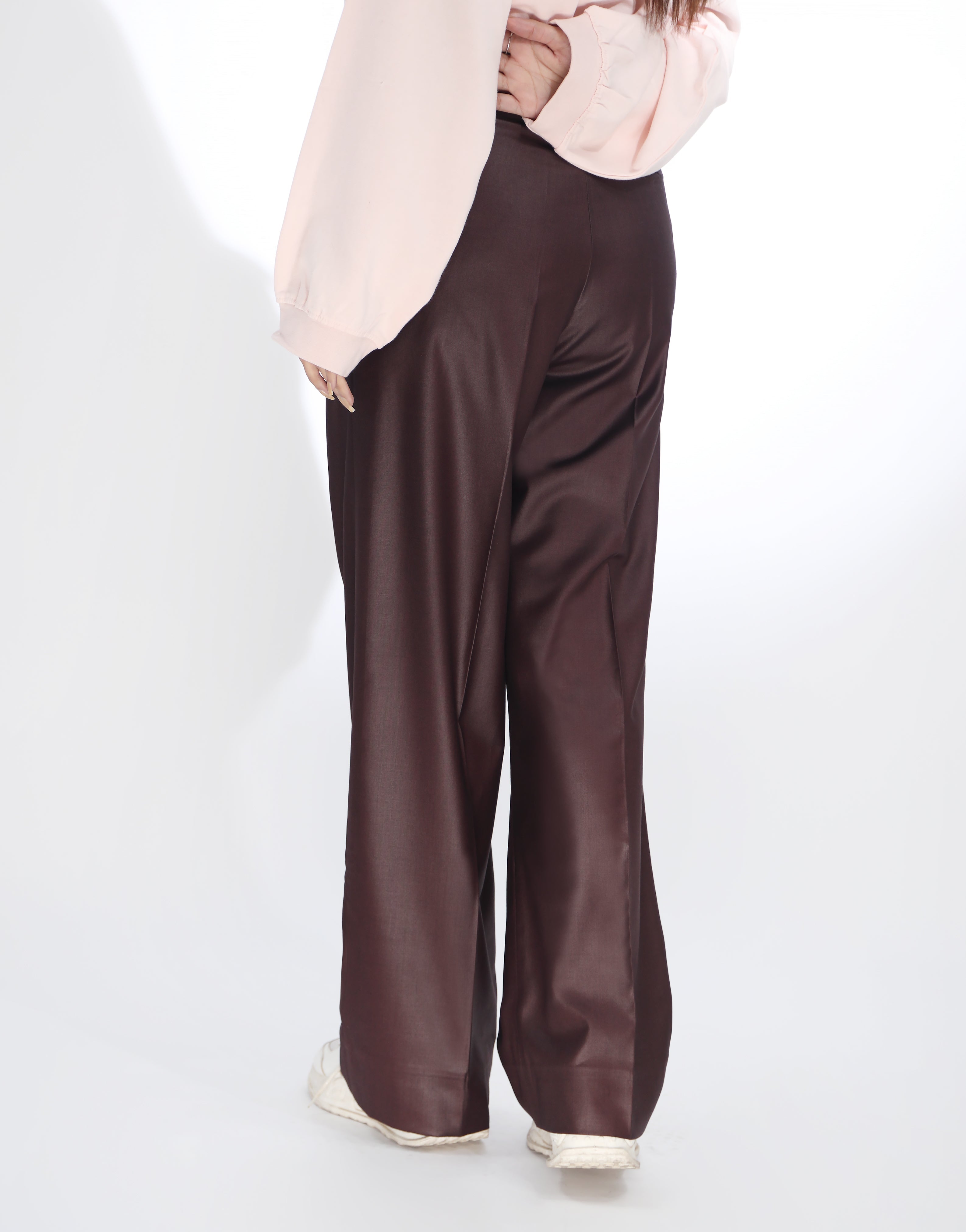 Box Pleated Wide Leg Pants Burgandy