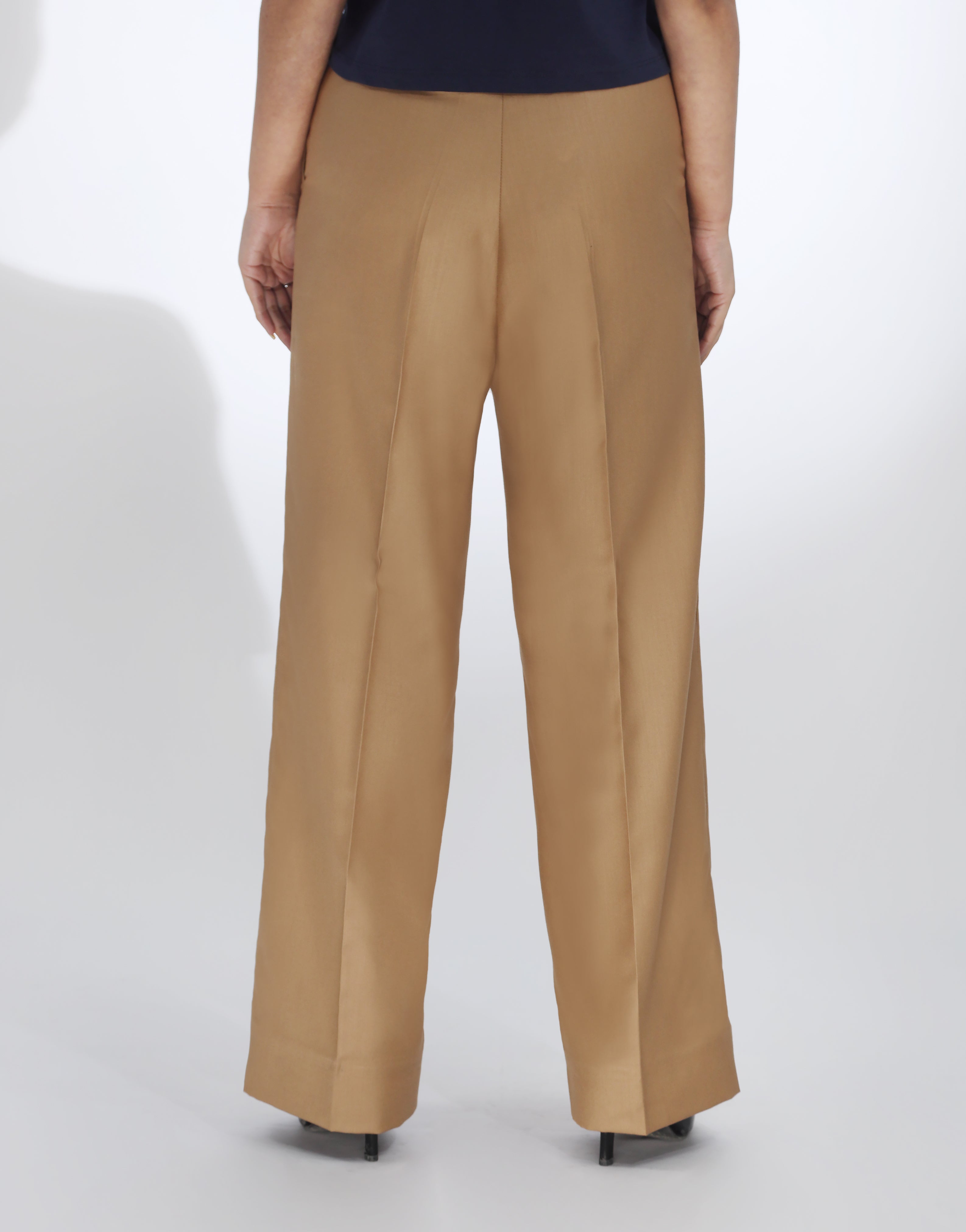 Double Pleated Wide Leg Pant Beige