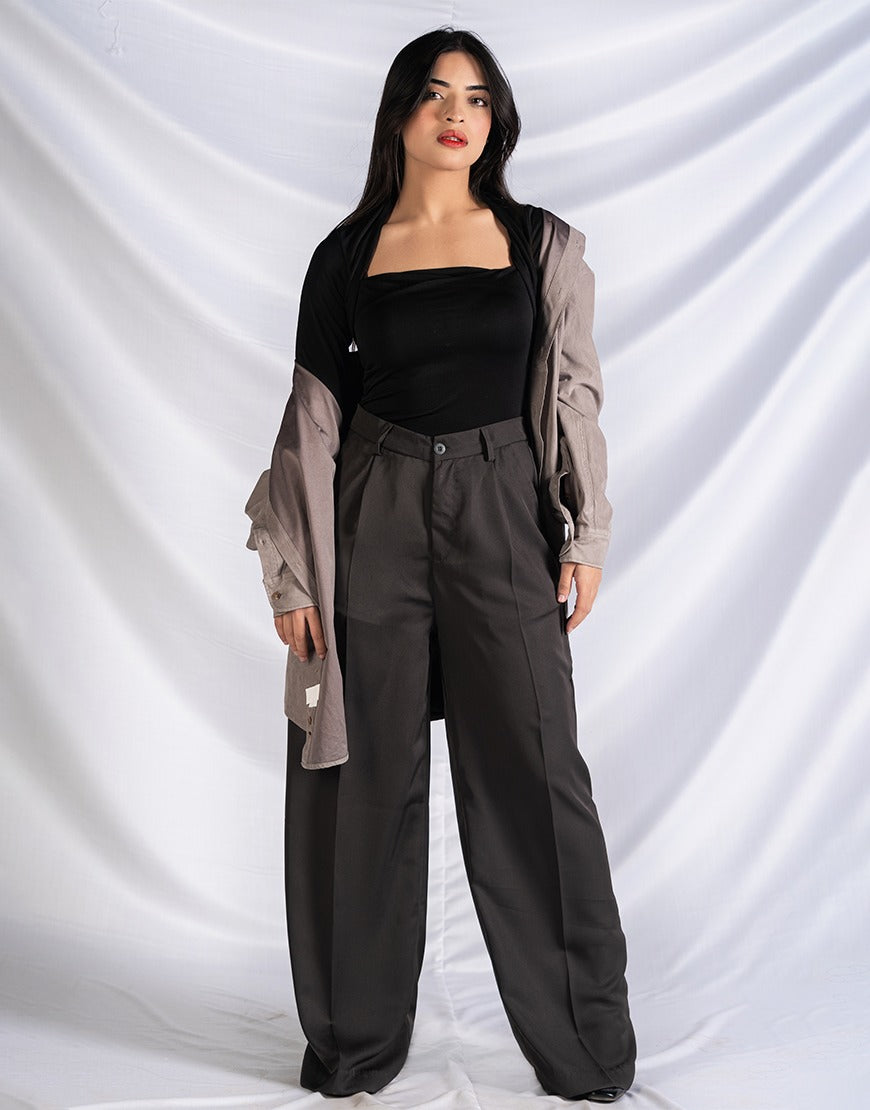 Wide Georgette Pants Dark Grey