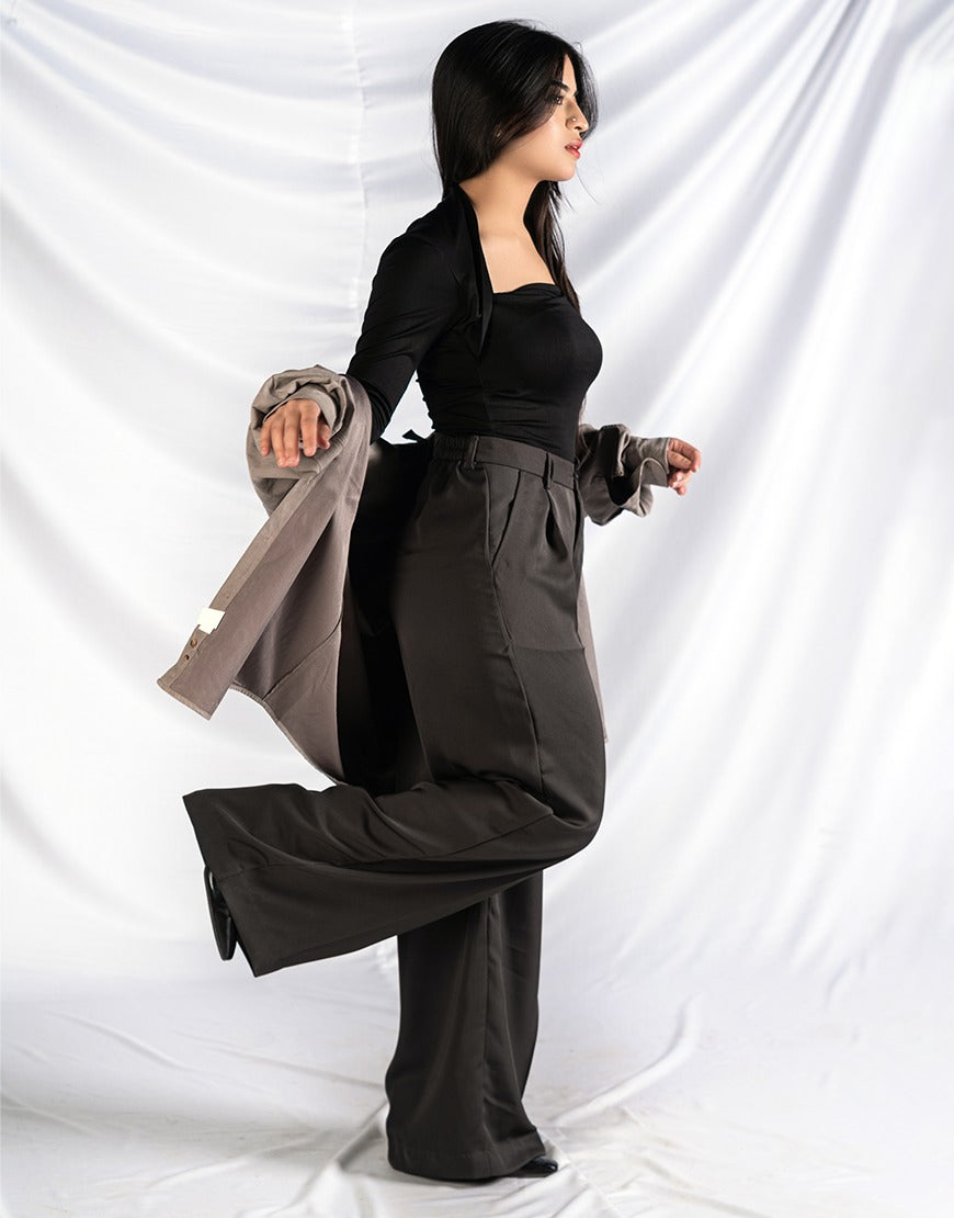 Wide Georgette Pants Dark Grey