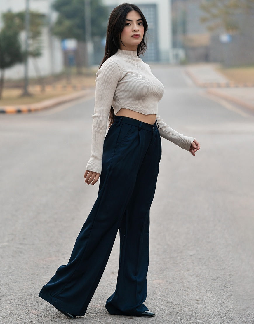 Wide Georgette Pants Navy