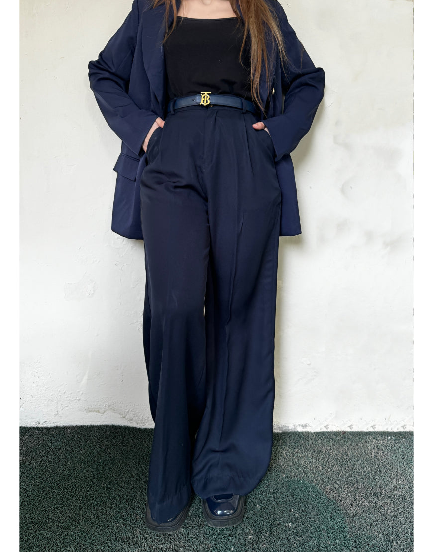 Wide Georgette Pants Navy