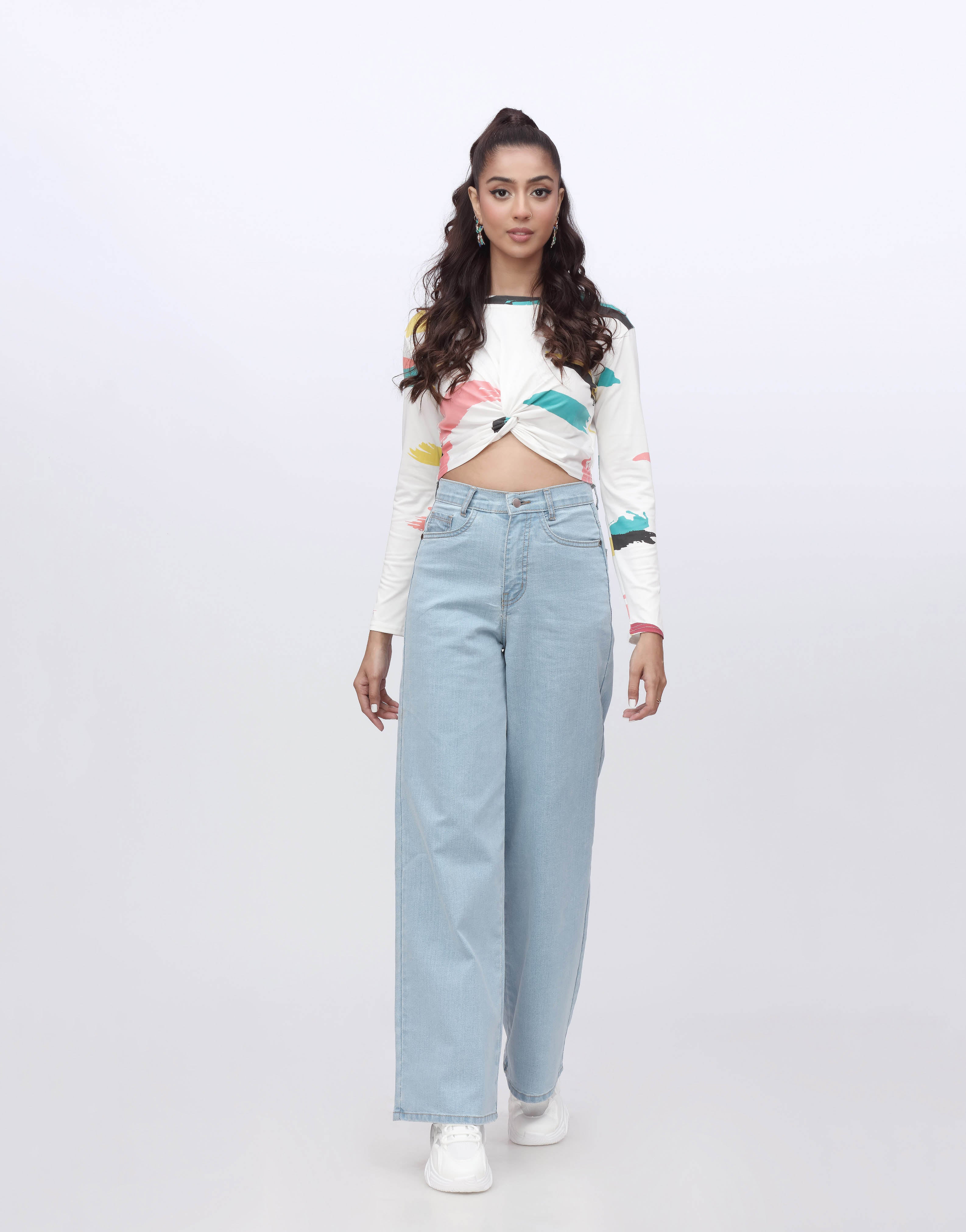 High Rise Wide Leg Jeans Light Wash