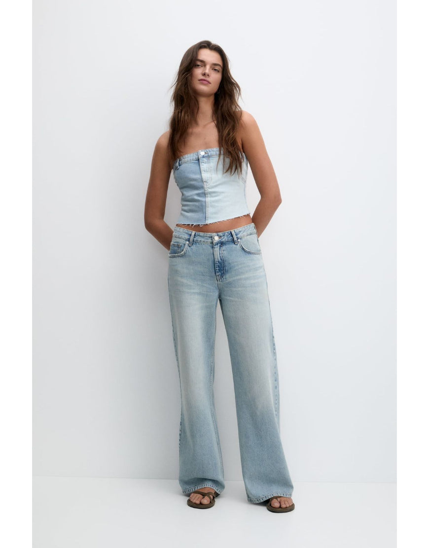 Baggy Straight Jeans in Light Blue