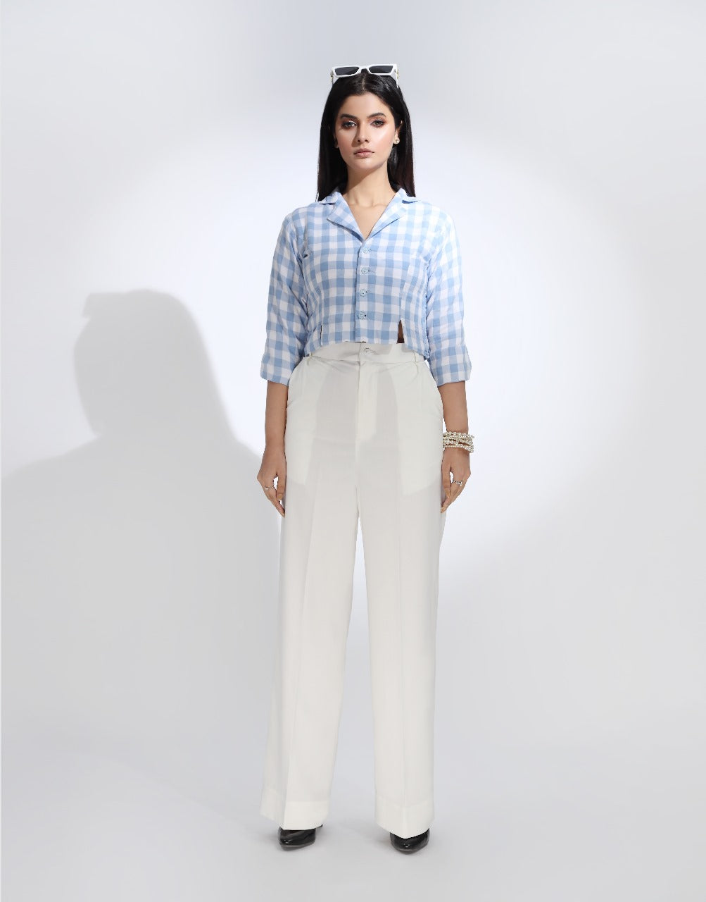 Single Pleated Wide Leg Formal Pants Milky White