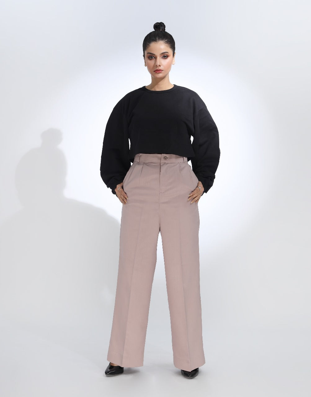 Double Pleated Wide Leg Pant Baby Pink